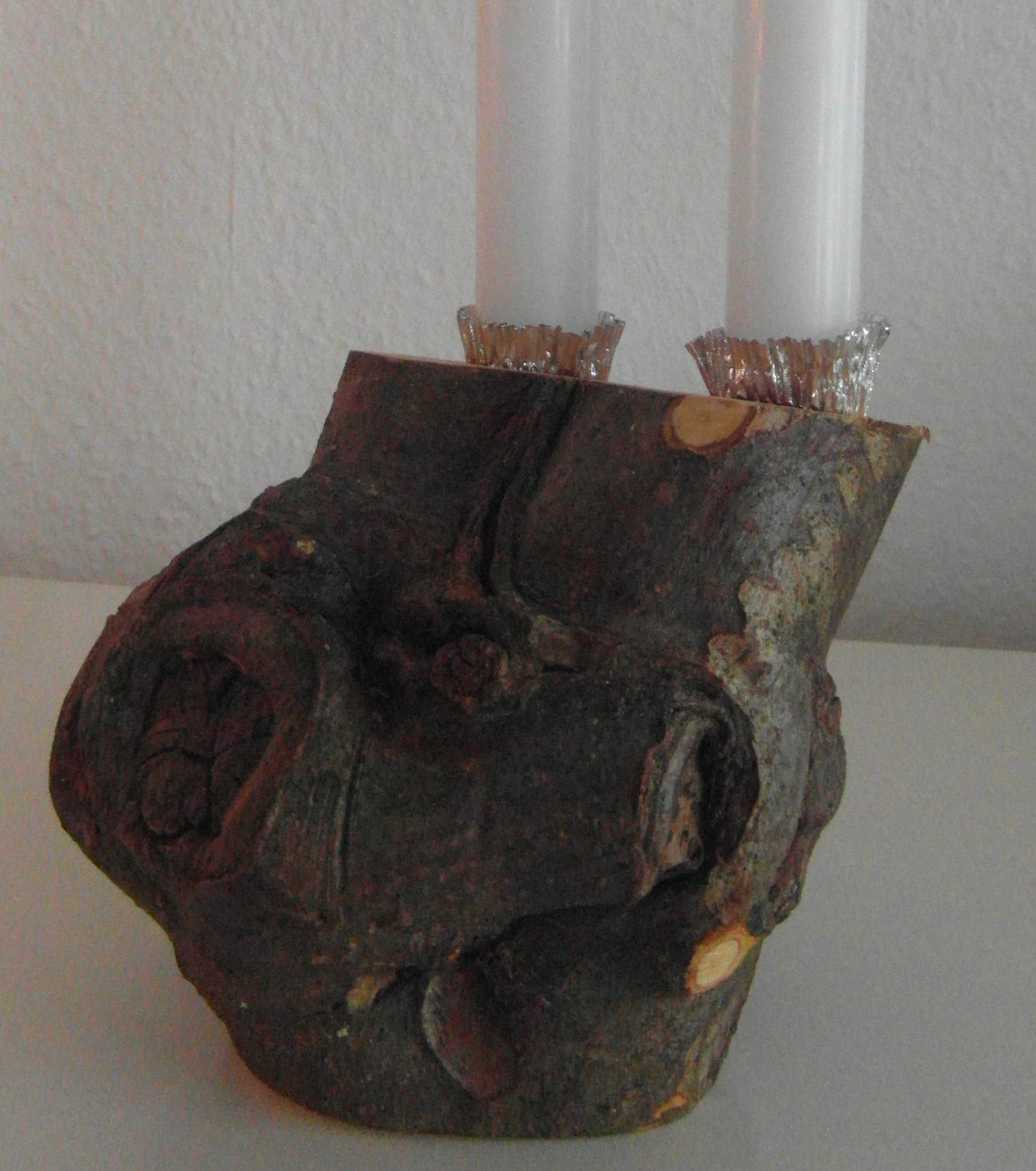 Je ziet hier nog goed de plekken (de ogen) waar eerst ook appeltakken gezeten hebben